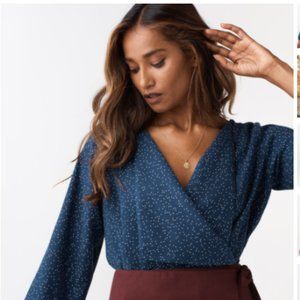 Vetta Capsule Vintage Collar Wrap Blouse NWT Small